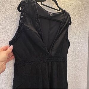 Hourglass Black Boho Maxi Dress Lace Trim Sleeveless Flowy Hem Plus Size 1X